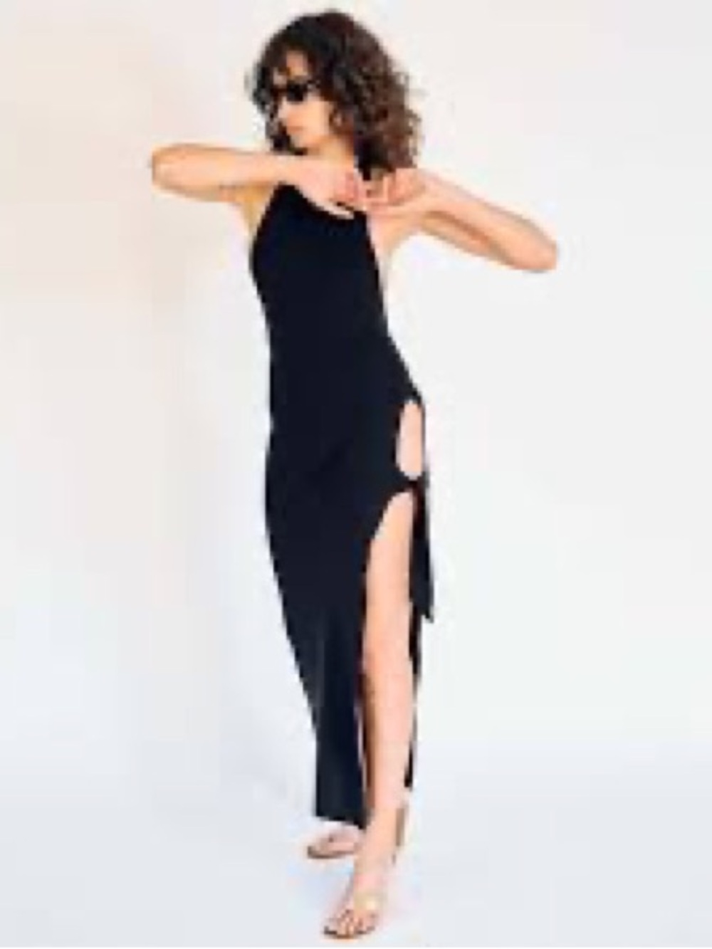 Simon Miller Black Asymmetrical High-Slit Maxi Dress